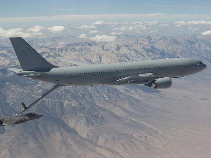 RAAF tanker jet refuel F-35A Joint Strike Fighter in mid-air