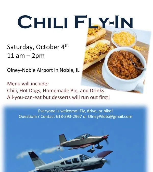 CHILI FLY-IN SCHEDULED FOR OCTOBER 4TH AT OLNEY-NOBLE AIRPORT
