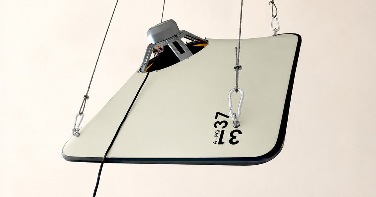 A-PQ 31.37: a suspended open-baffle loudspeaker system made from concrete canvas