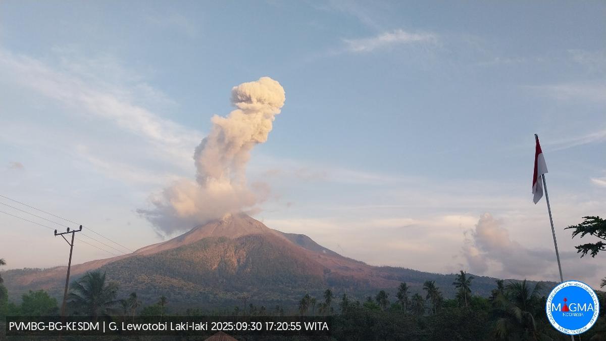 Gunung Lewotobi Laki-Laki Erupsi Lagi, Semburkan Abu Vulkanik 2.000 Meter, Waspada Banjir Lahar Hujan