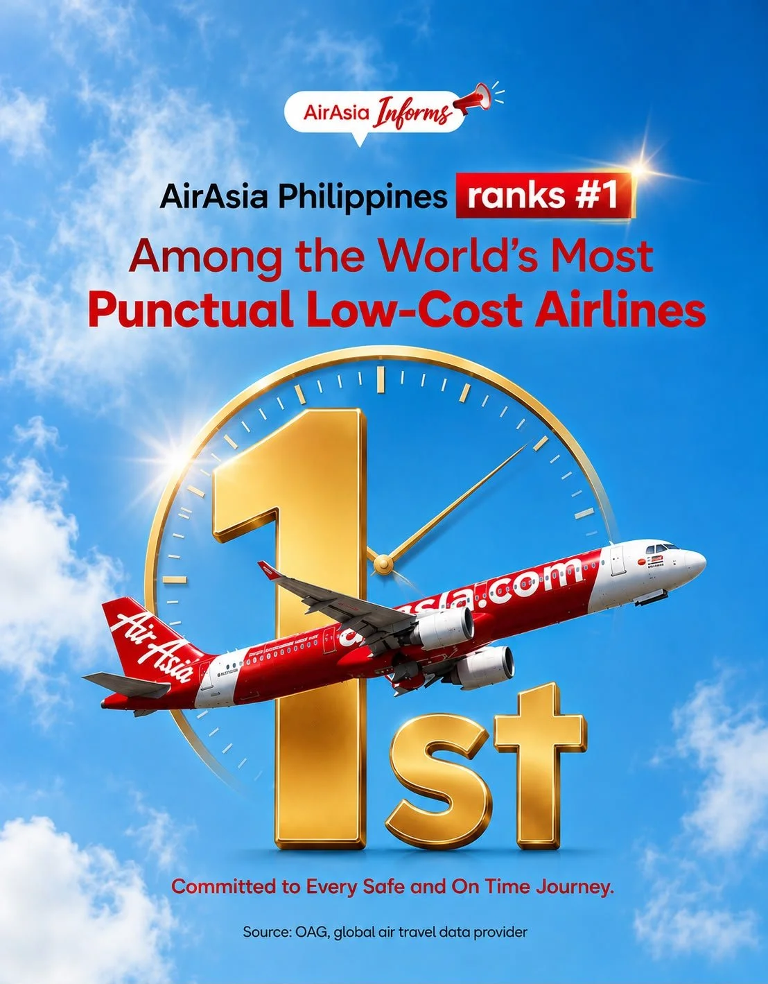 AirAsia Philippines Ranks No. 1 Among the World's Most Punctual Low-Cost Airlines in July 2026