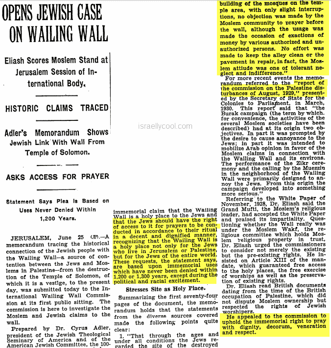 Comment on Know Your History: Restriction on Access to Jerusalem Holy Site & Subsequent Strike (NY Times June/July 1930) by Ein ehemaliger radikaler palästinensischer Salafist: Das hat nicht am 7. Oktober angefangen (für die Juden) - Der Papa bloggt das schon