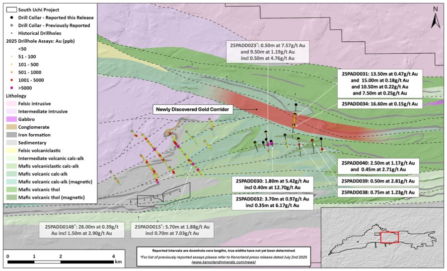 Kenorland Minerals and Auranova Identify New Gold-Bearing Structural Corridor at the South Uchi Project, Ontario