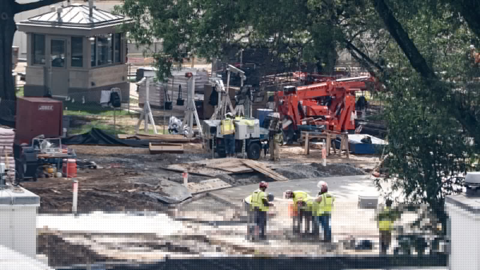 Crews remove granite seal on White House helipad, signaling potential project delays