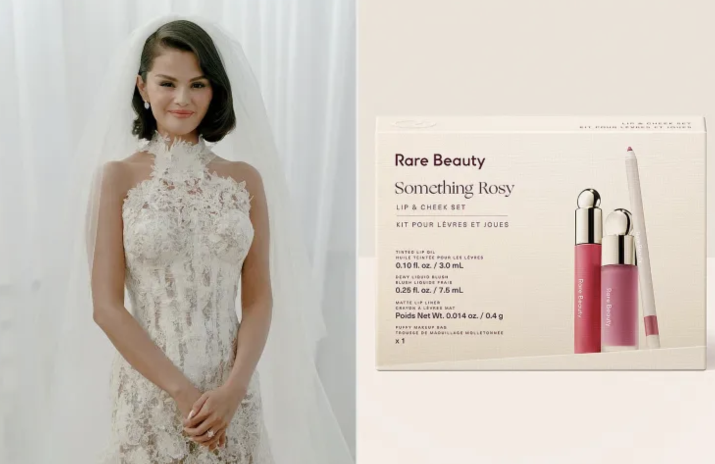 ¡Divino! Selena Gómez lanza set de belleza de Rare Beauty inspirado en el makeup de su boda