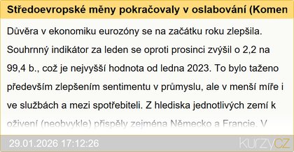 Středoevropské měny pokračovaly v oslabování (Komentář)