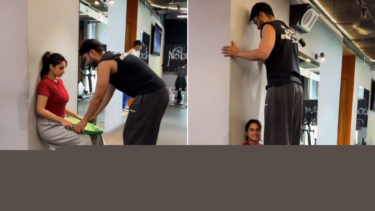 Ayesha Khan balances trainer on her thighs in viral gym video, fans can't believe her strength