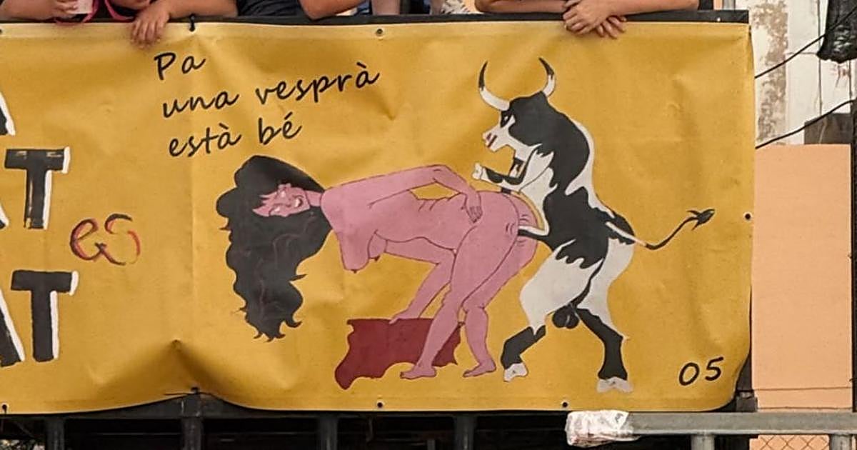 Denuncian el logo de una peña taurina de Sagunto con un toro «sometiendo a una mujer»