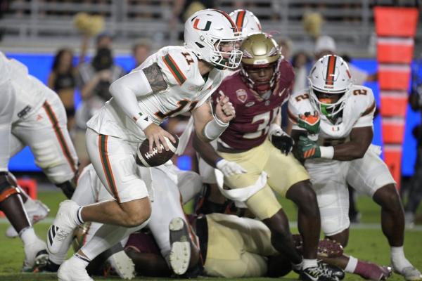 Carson Beck tosses 4 TD passes to lift No. 3 Miami over No. 18 Florida State