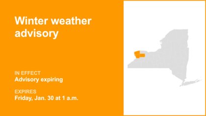 NY weather update: Winter weather advisory in place for part of New York until 1 a.m. Friday