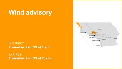Santa Susana/San Gabriel Mountains under a wind advisory Thursday – wind gusts up to 50 mph