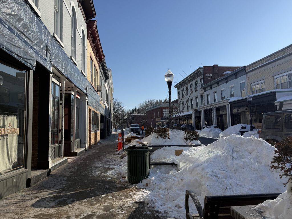 One side of North Front Street in Kingston cleared of Pike Plan canopies