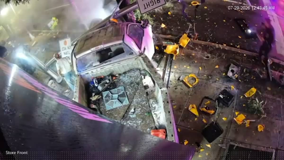 Police chase ends with truck crashing into Nanu's Hot Chicken in Ardmore