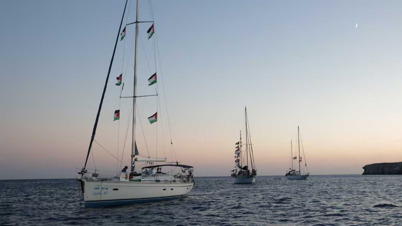 Unidentified vessels approach Gaza aid flotilla