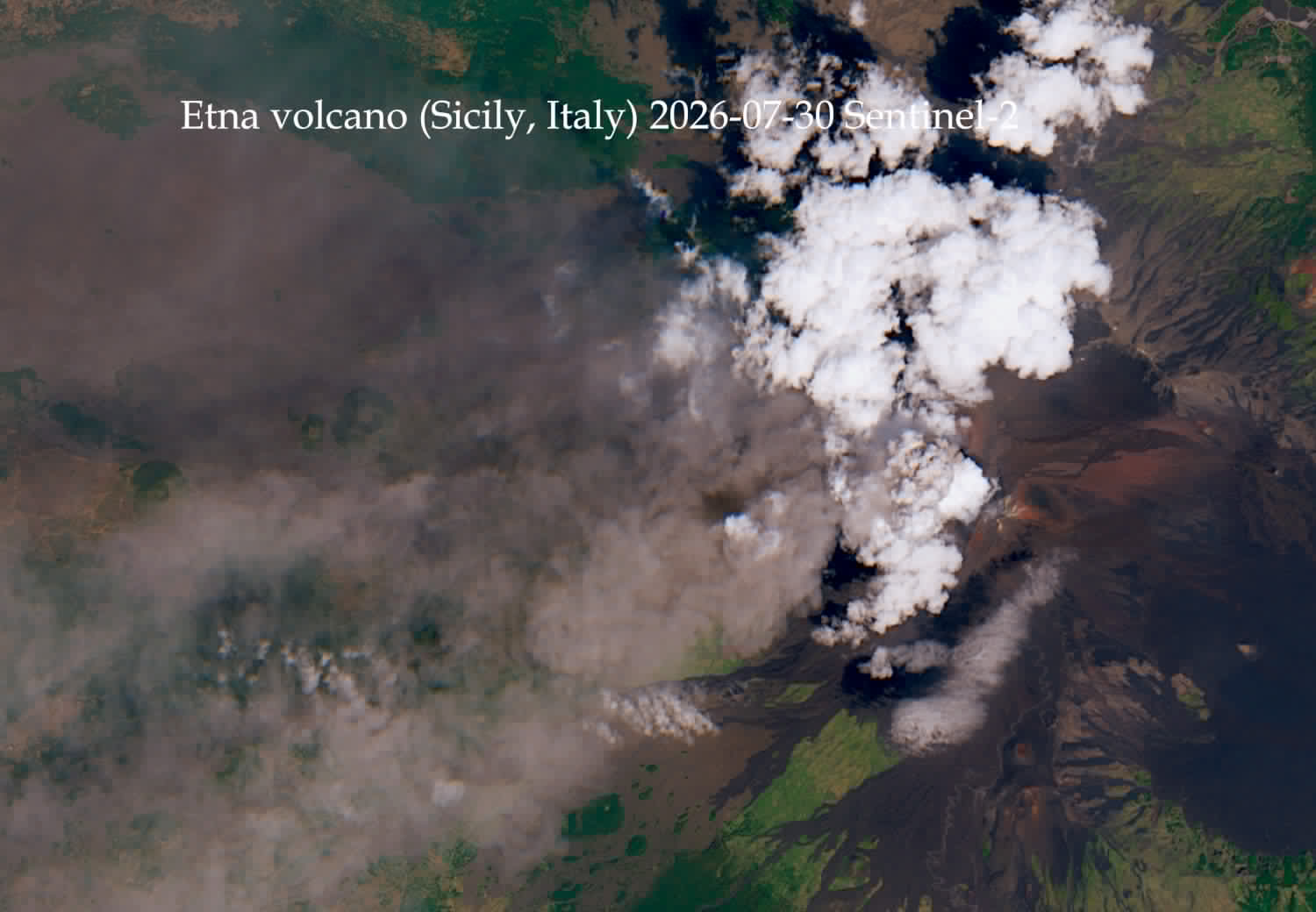 Etna volcano update: eruption visible from space