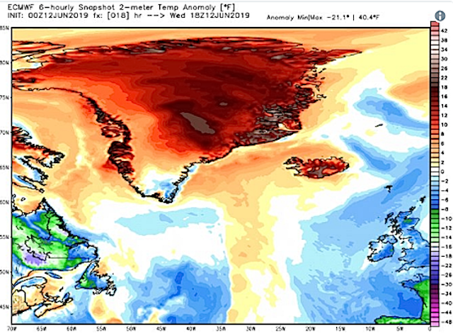the ice over greenland is melting......