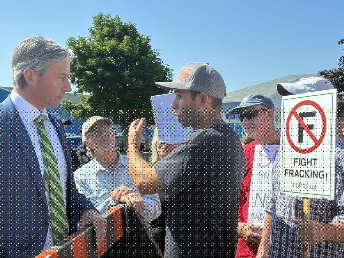 Concerned Pictou County residents protest outside premier's speech