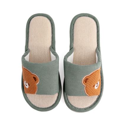Dép bông văn phòng khách sạn siêu nhẹ nữ mặt gấu JiuFeng VMC986 xanh mint