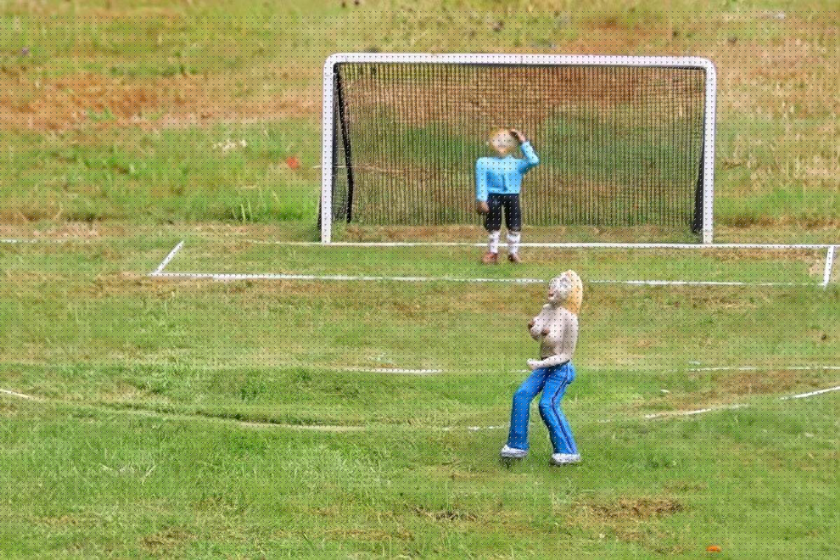 News: Topless streaker removed from football pitch after families complain. Fark: Streaker is just a few inches tall and made of plastic [Boobies]
