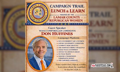 Don Huffines, Texas Comptroller candidate, to speak in Paris Feb. 3