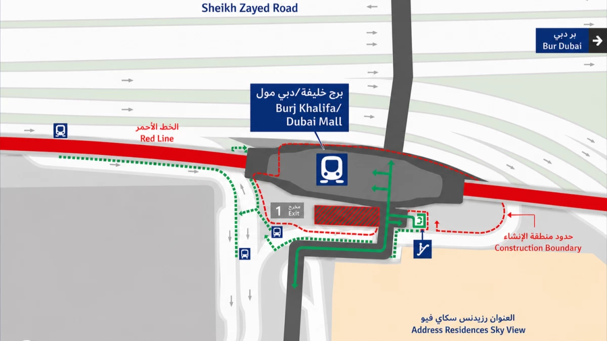 Dubai Metro update: New temporary staircase opens at Burj Khalifa/Dubai Mall station