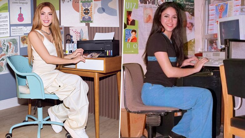Shakira Recreates Iconic Computer Desk 1990s Meme Nearly 3 Decades Later; Internet Feels Singer Hasn’t Aged a Day (See Pic)