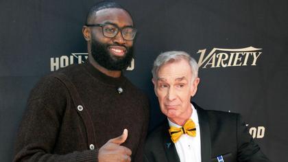 Jaylen Brown speaks at Bill Nye's Hollywood star dedication
