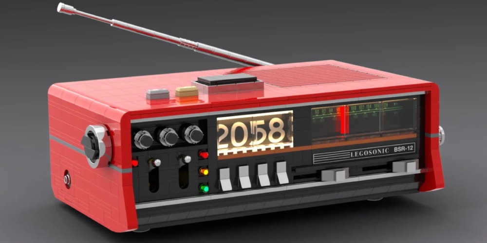 A LEGO Fan Built a 1,400-Piece Replica of a Classic 1980s Bedside Radio With Hidden Internal Circuitry