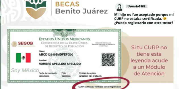 Beca Benito Juárez: ¿Qué hacer si la CURP no estaba certificada en el registro?