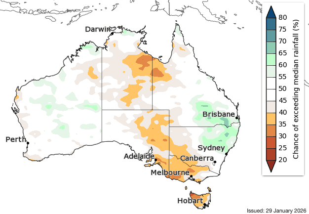 BOM: Feb to April 2026 rainfall outlook