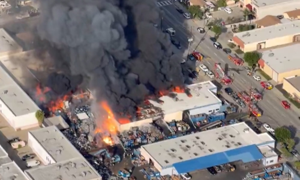 Large fire engulfs scrap metal facility in L.A. County