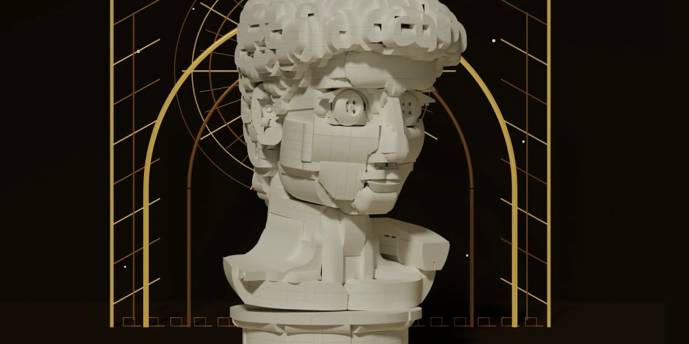 A LEGO Ideas Builder Recasts Michelangelo's ‘David’ as a Brick-Built Marble Bust