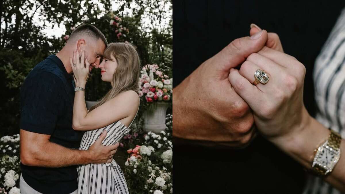 Taylor Swift shows off her vintage-style engagement ring