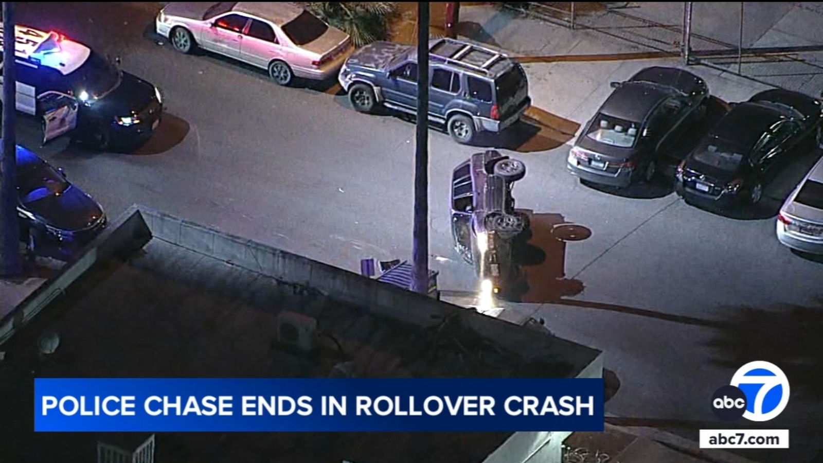 Van Nuys police chase ends in rollover crash