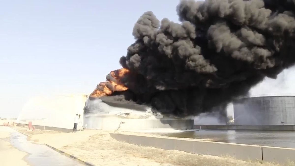 Oil facility blaze continues after drone strike on Libya's key western oil town
