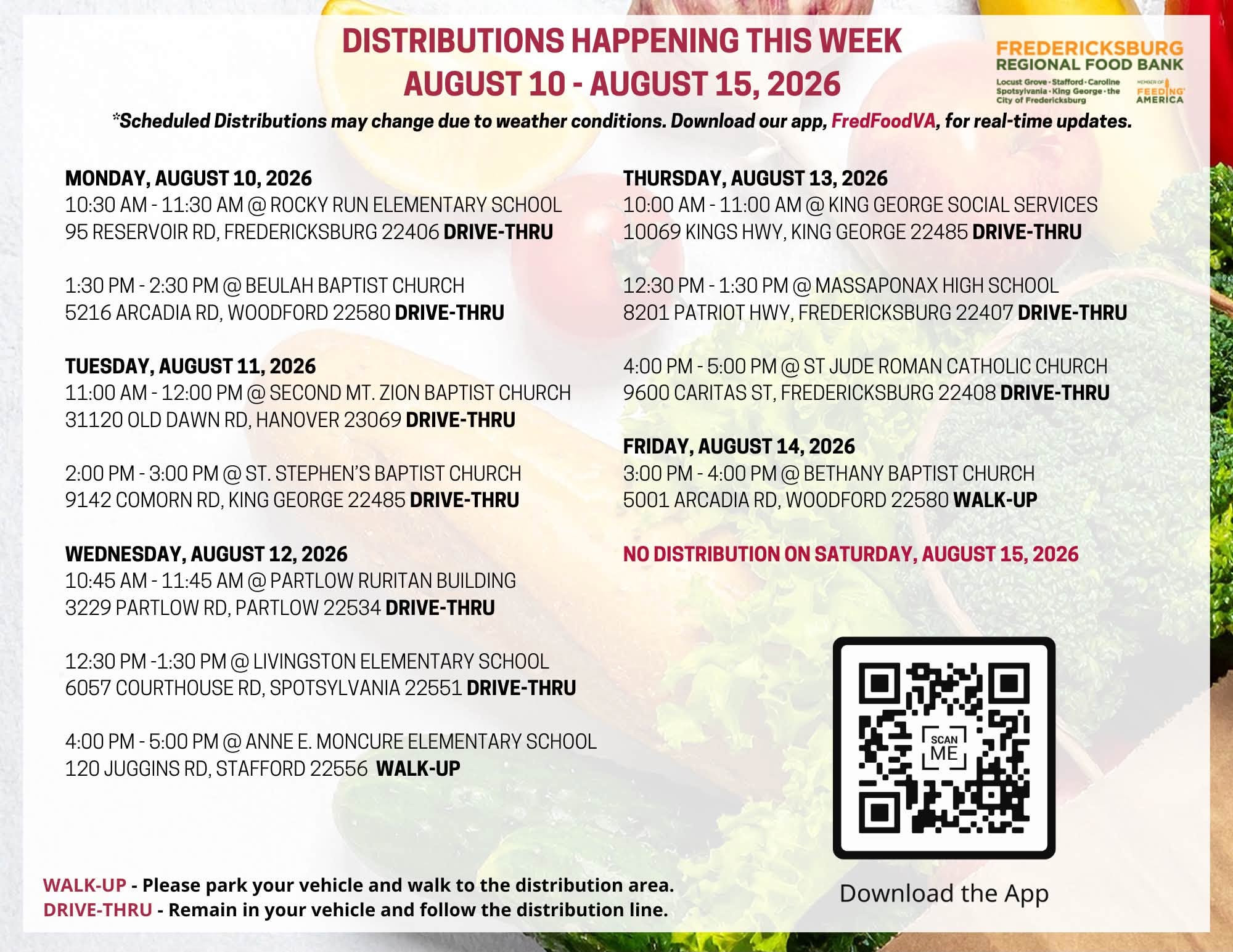 Food Bank distribution this week