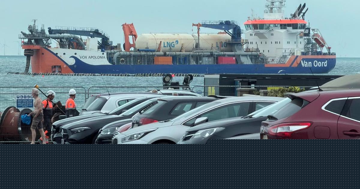 Huge dredger pictured off coast as beach extension work begins