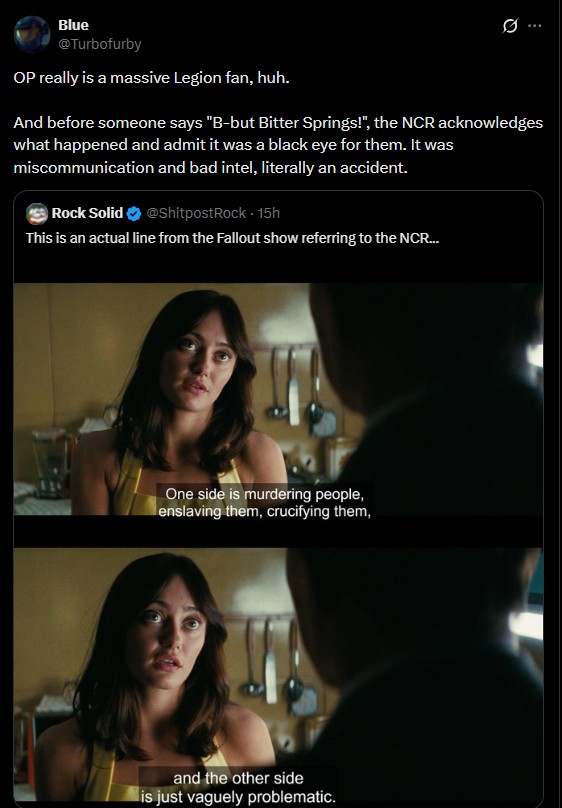 One Side Is Murdering People, the Other Is Just Vaguely Problematic - OP really is a massive Legion fan, huh.