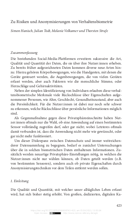 Beitrag untersucht Verhaltensbiometrie (18-09-2023)