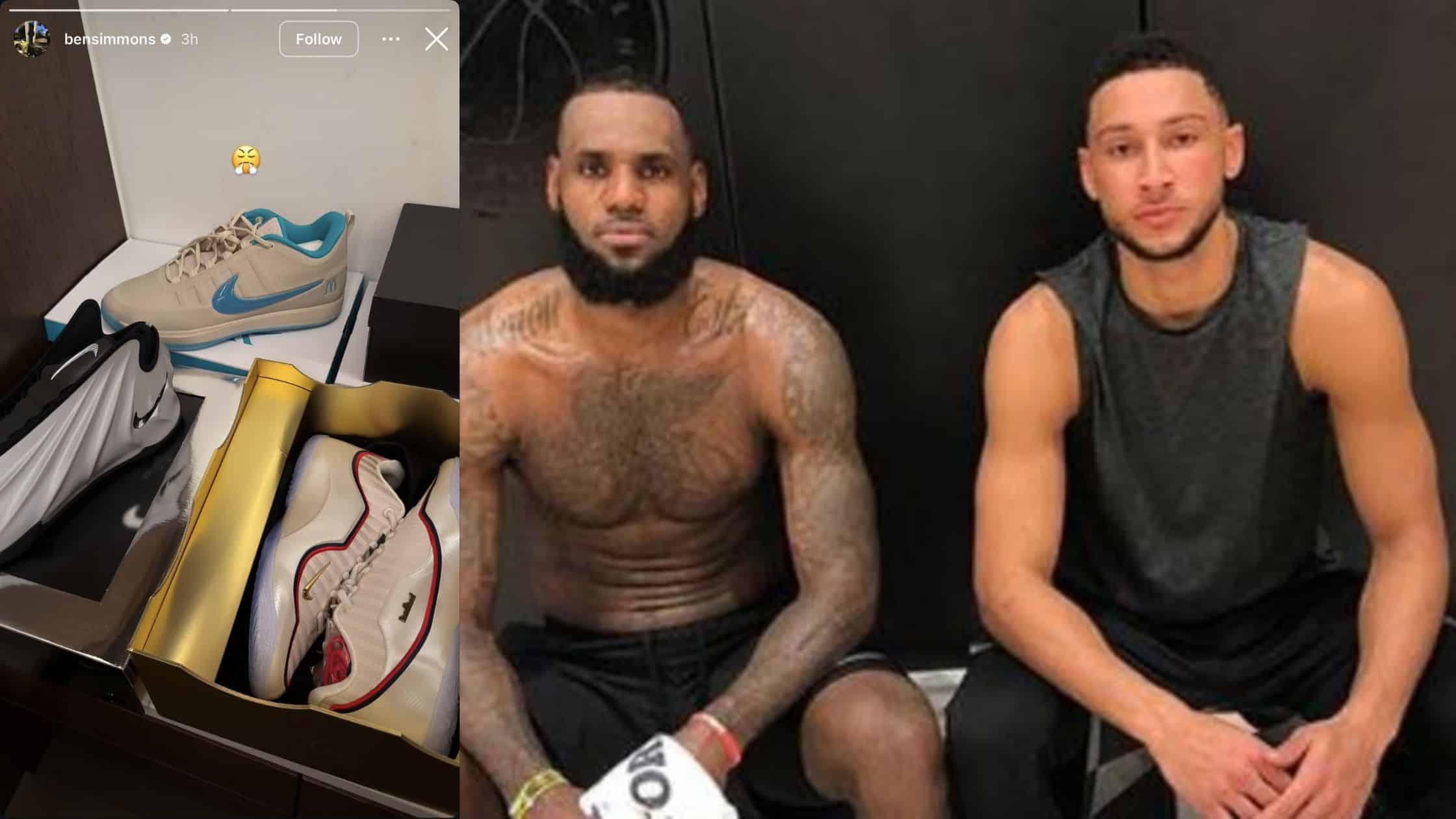 Ben Simmons posted several pairs of LeBron James signature shoes on his Instagram last night