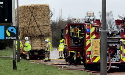 Firefighters tackle blaze after HGV carrying hay bales catches fire in Dundee