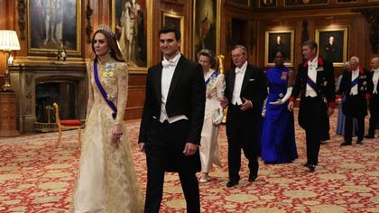 Every look Kate Middleton has worn to a state banquet, as the Princess of Wales glitters in gold at Windsor Castle