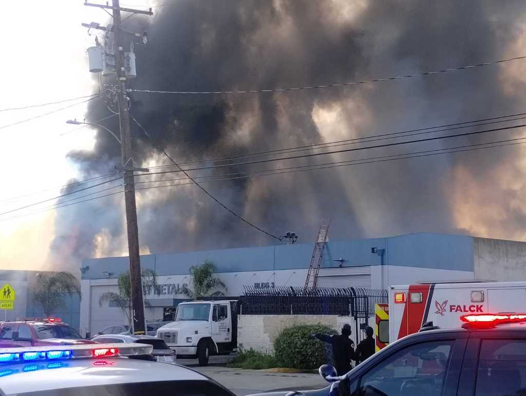 Large fire at South El Monte metal recycling center leads to shelter-in-place advisory for nearby residents