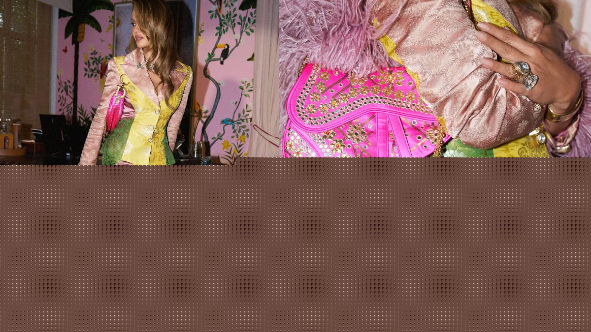 Natasha Poonawalla pairs archival Versace with Banarasi brocade and Gota Patti Dior