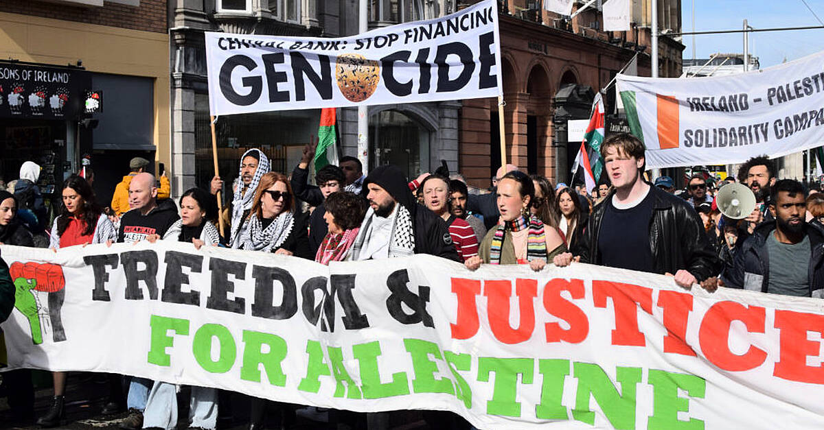 Thousands call for sanctions on Israel during Dublin rally