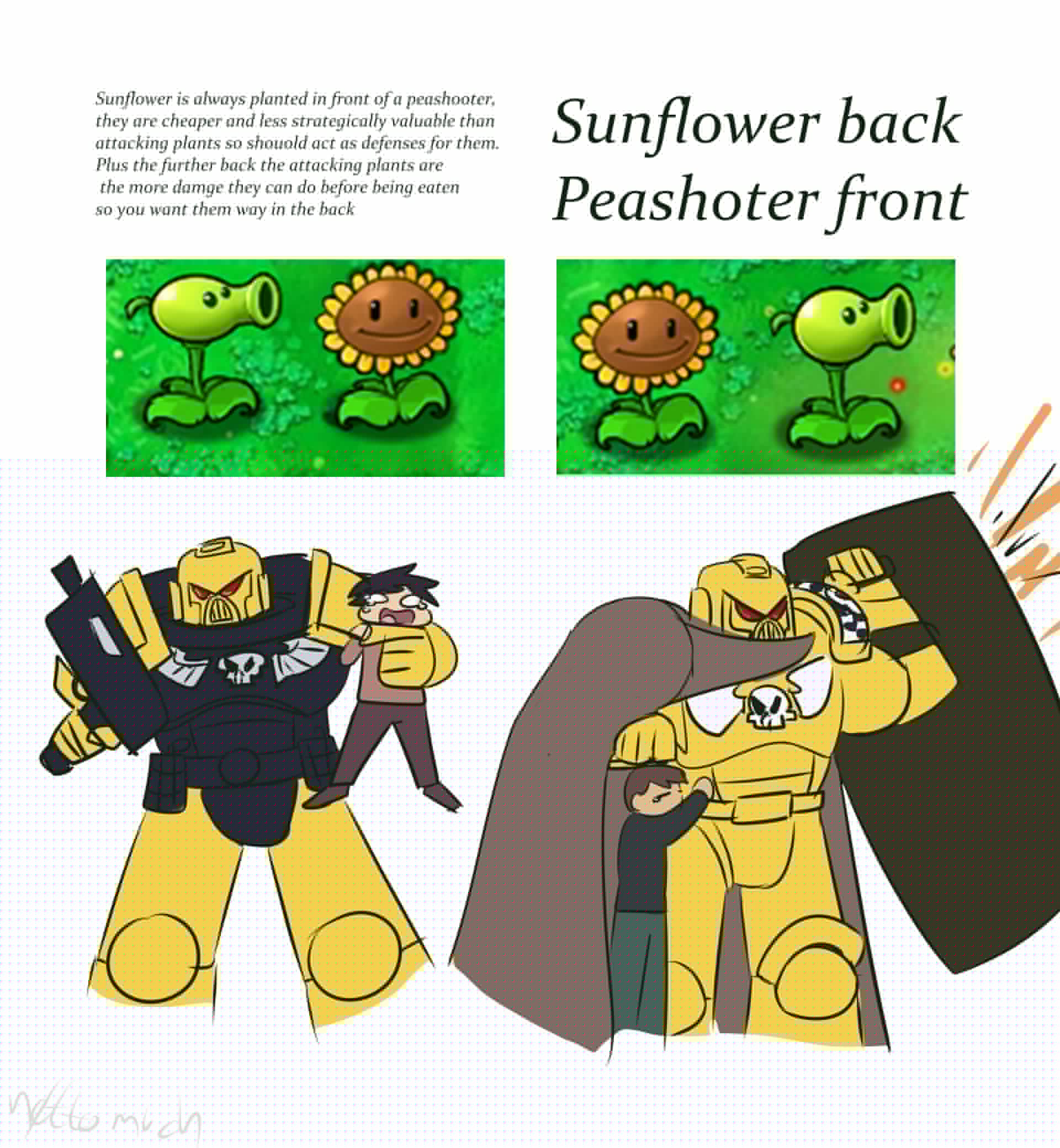 Sunflower Back, Peashooter Front - which way warhammer