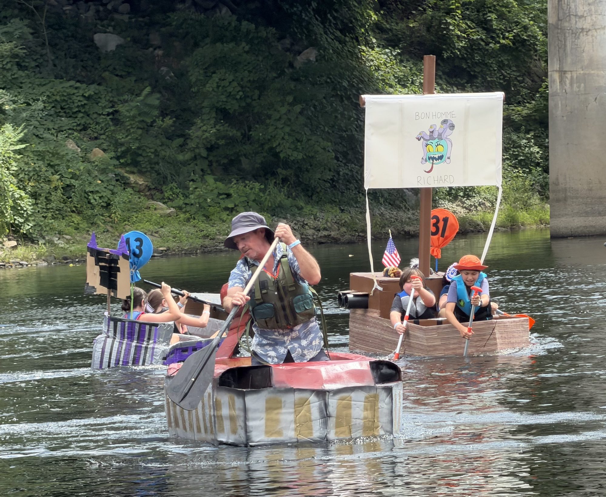 Families enjoy 20th annual Cardboard Boat Races at Hudson Crossing Park in Schuylerville