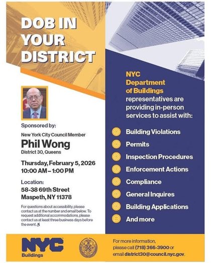 CM Wong to host Department of Buildings reps in Maspeth