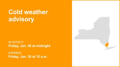 NY weather: Cold weather advisory affecting part of New York Friday