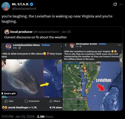 Leviathan Waking Up Near Virginia - you’re laughing. the Leviathan is waking up near Virginia and you’re laughing.